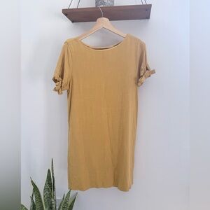 Lulu's Mustard Tie-Sleeve Shift Dress